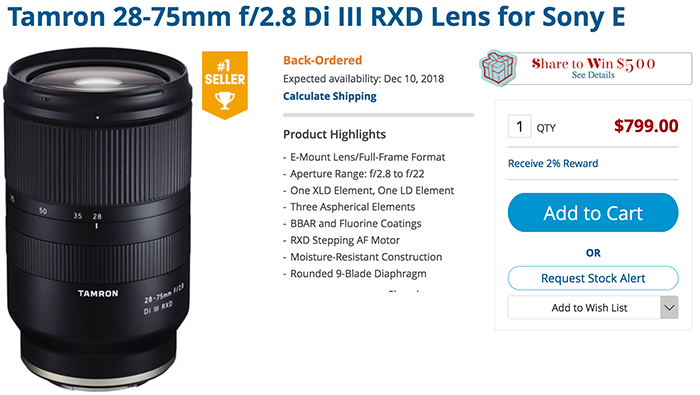 Tamron launches 28-75mm F/2.8 Di III RXD lens for Sony FE, costs $800:  Digital Photography Review