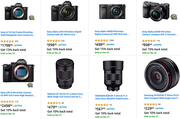 Sony A7 III $1528 After 15% rewards at Amazon US and additional 10% ...