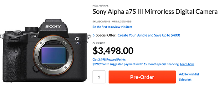 Sony Alpha a7S III Mirrorless Camera ILCE7SM3/B - Adorama