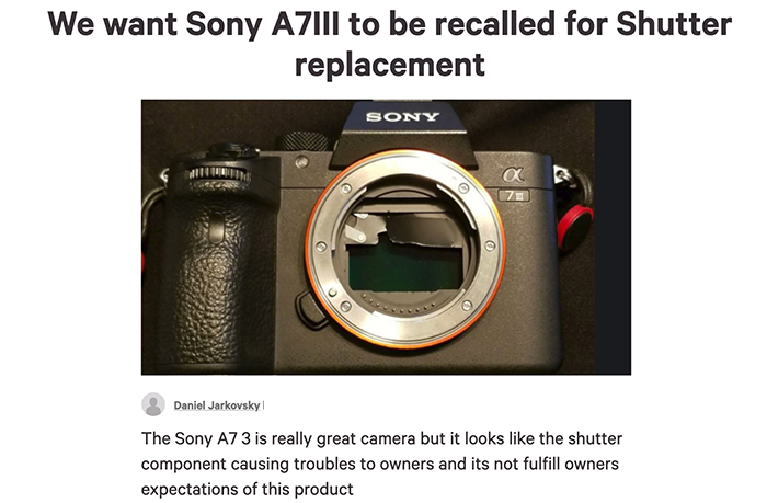 From the USA: Class action against Sony because of the A7III shutter  failure – sonyalpharumors