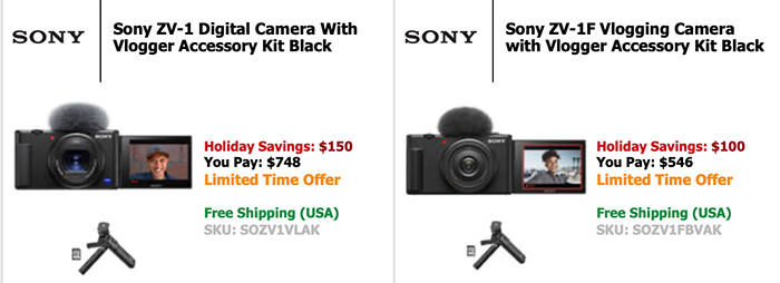 Sony ZV-1F Vlogging Camera with Vlogger Accessory Kit (Black)
