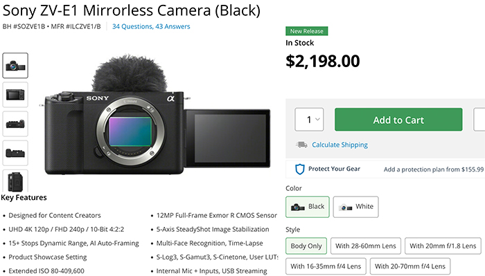 Buy Sony ZV-E1 Mirrorless Camera with 28-60mm Lens (Black) - E-Infinity