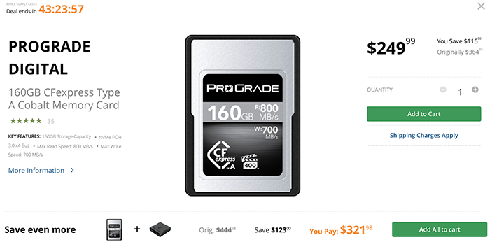 48h deal at BH: $123 off on the Prograde 160GB Type A card
