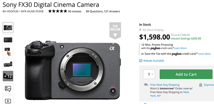Super deal: Sony FX30 for $1598 only ($200 off) – sonyalpharumors
