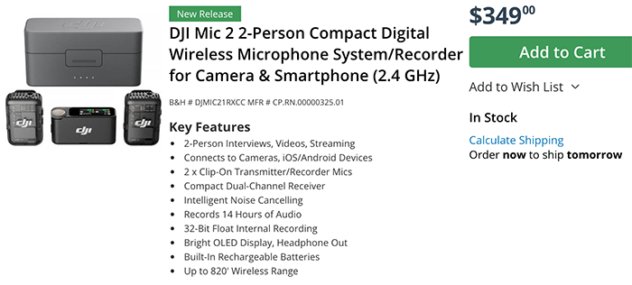 DJI Mic Compact Digital Wireless Microphone System/Recorder 